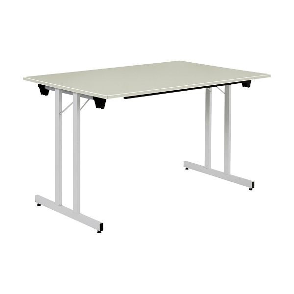 Bisley Klapptisch, rechteckig, Breite 1200 mm, Tiefe 700 mm, 19mm Tischstärke, 399 chrom x G grau, KT1207G399