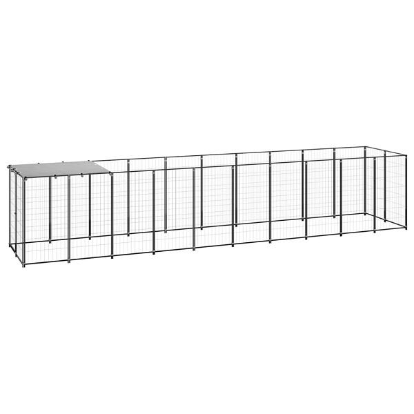 vidaXL Hundezwinger Schwarz 6,05 m² Stahl, 3082201, 8720286664759