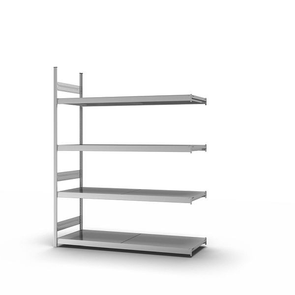 hofe Großfach-Anbauregal, 2500x600x2000 mm, 4 Fachebenen, verzinkt, 350 kg Fachlast, 1750 kg Feldlast, zweiseitige Bedienung, GZA25620B