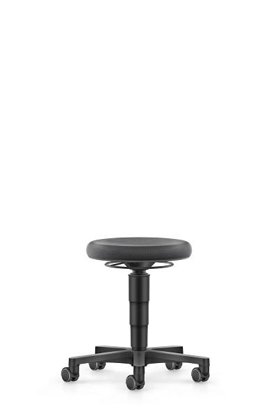 bimos Allround Hocker mit Rollen, Supertec schwarz, Sitzhöhe 450-650 mm, Farbring grau, 9463-SP01-3278