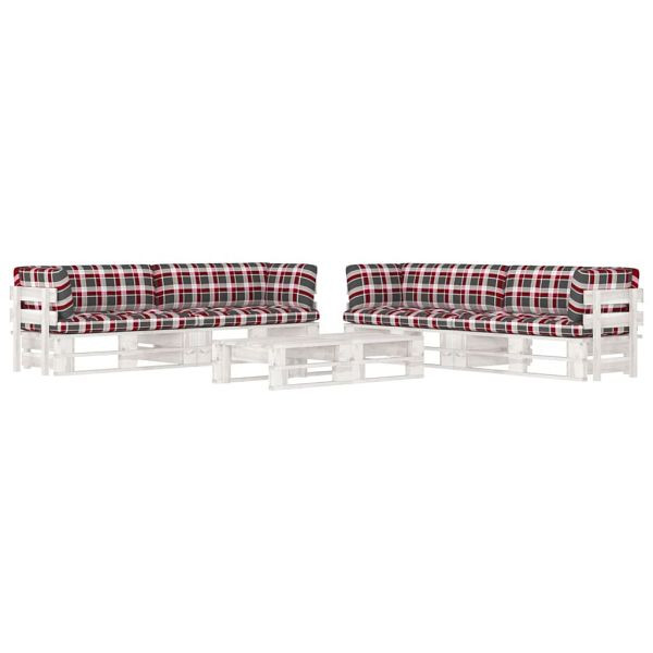 vidaXL 6-tlg. Paletten-Lounge-Set Weiß Imprägniertes Kiefernholz, 3067009