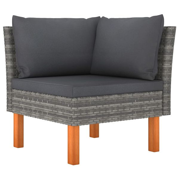 vidaXL Ecksofa Poly Rattan und Eukalyptus Massivholz, 315754