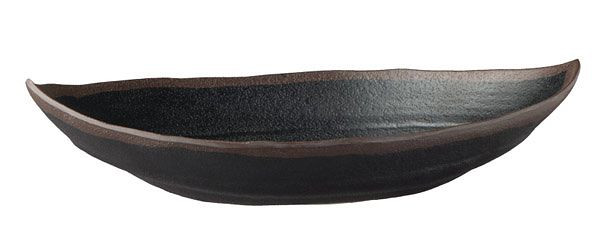 APS Blattschale -MARONE-, 25,5 x 14 cm, Höhe: 5,5 cm, Melamin, schwarz, mit braunem Rand, 0,4 Liter, 84100