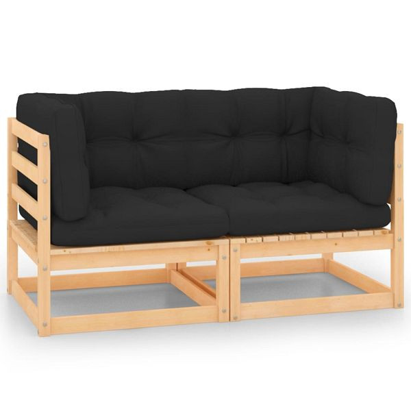 vidaXL Garten-Ecksofas mit Kissen 2 Stück Massivholz Kiefer, 3083726