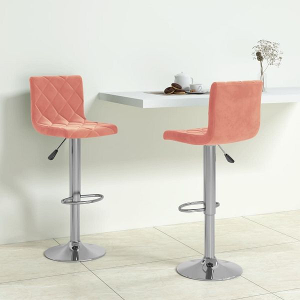 vidaXL Barhocker 2 Stück Rosa Samt, Polyester, Stahl, 333692