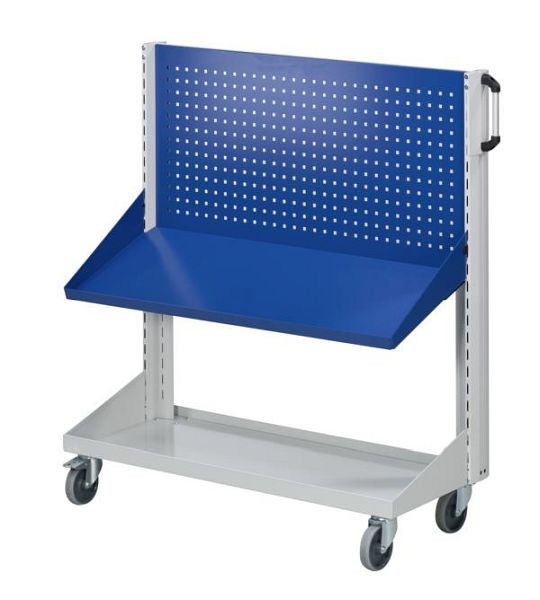 ANKE Werkbänke Grundwagen Lochblechpaneel und Ablage schräg; 1250x650x1350 mm; RAL 7035/5010; mit 1xLochblechpaneel; 1xAblage schräg 450 mm, 962.144