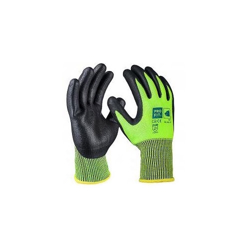 PRO FIT Nitril-Schnittschutzhandschuh Level 5 mit HPPE/Glas-Faser, neongrün / schwarz, Größe: 11, VE: 12 Paar, 867-11