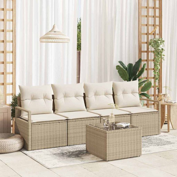 vidaXL Garten-Sofa-Set, 5er Set, Beige und Creme 55 x 55 x 37 cm, 3354920