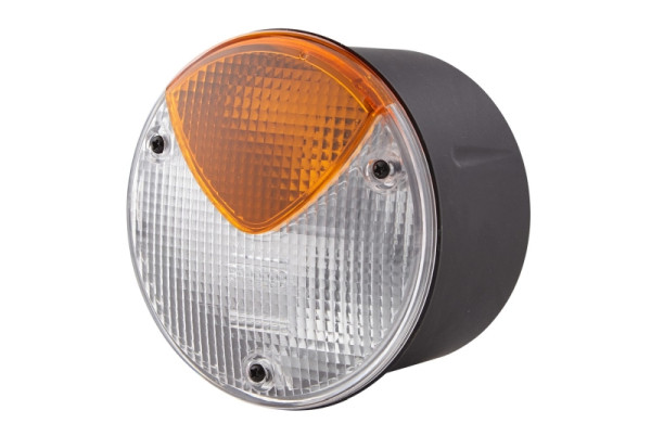 HELLA Heckleuchte, Glühlampe, 12/24V, ECE/ADR/GGVS, Lichtscheibenfarbe: gelb/weiß, Stecker: Flachstecker, rechts/links, 2BN 964 169-247