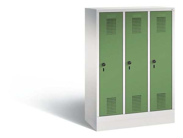 C+P Kindergarten-Spind Evolo, 3 Abteile, H1300xB900xT300 mm, Grau/Resedagrün, 480203-30 S10093