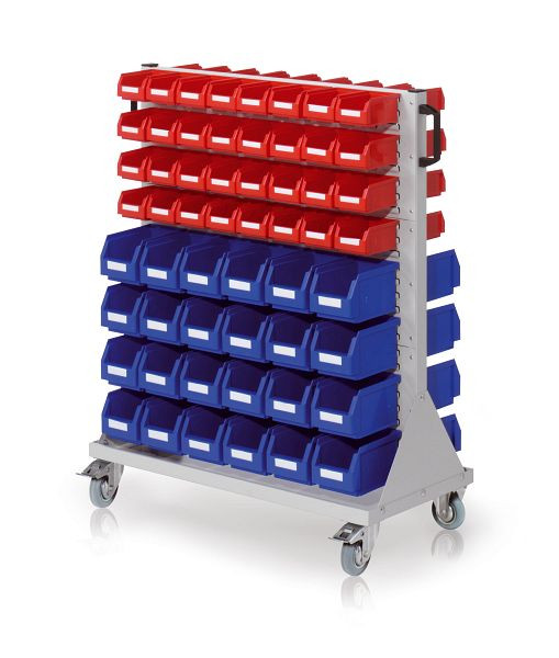 Kappes RasterMobil Rollwagen Größe 3 RAL 7035, H1230 x B1000 x T500 mm, Modell 72, Inklusiv Lagersichtkasten 48 x Größe 6, 64 x Größe 7, 7021.02.2013