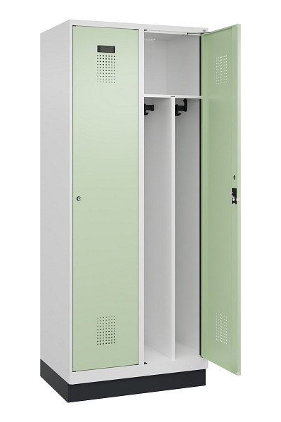C+P Spind Evolo PLUS, mit Sockel, 2 Abteile, 1950x800x500mm, 9016/6019, Verschluss Zylinderschloss, 049020-22F S10046