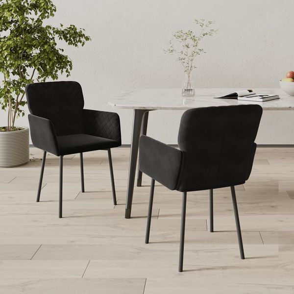 vidaXL Esszimmerstühle 2 Stück Schwarz Samt (Polyester), 344785