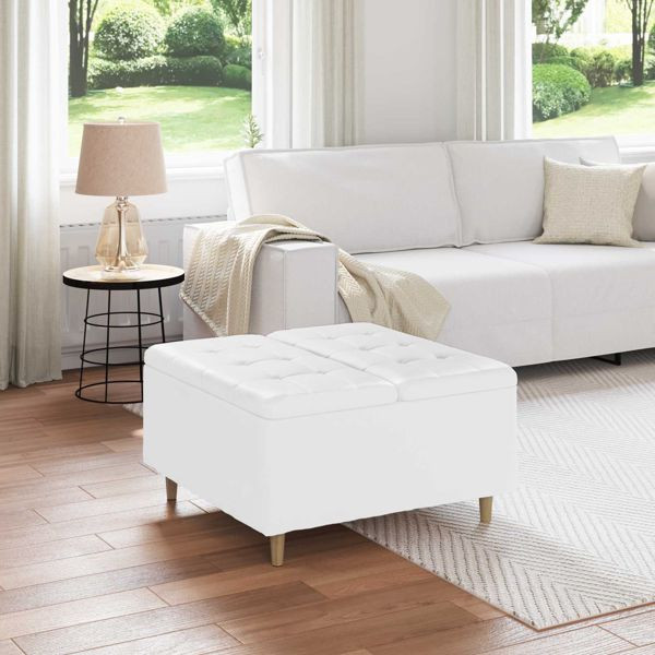vidaXL Aufbewahrungsottomane Weiß 80 x 80 x 45 cm Kunstleder, 876847
