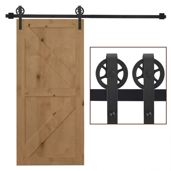 HOMCOM Gleitschienen-Bausatz für Schiebetür, rustikales Design, Karbonstahl, 200x4x0,6 cm, bis 90 kg, B81-021