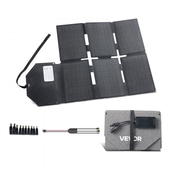 VEVOR Faltbares 60W Solarpanel, 16BB N-Typ monokristallin, 24% Wirkungsgrad, MC4, Typ-C, USB-A, DC für Powerstations, BXZDTYNB160W36PFJ001Y3