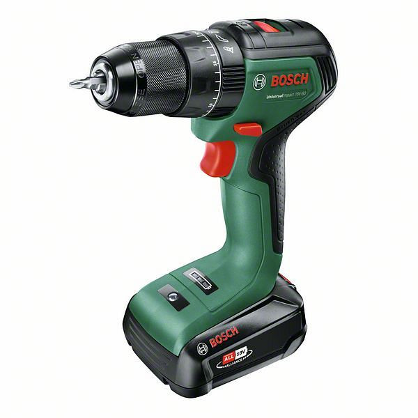 Bosch Akku-Zweigang-Schlagbohrschrauber UniversalImpact 18V-60: 1x PBA 18V 2.0Ah W-B, 06039D7101