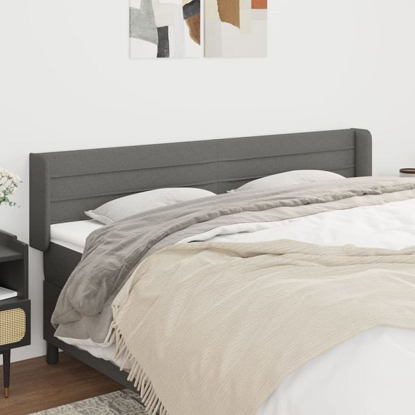 vidaXL Kopfteil mit Ohren Dunkelgrau 183x16x78/88 cm Stoff, 3118923