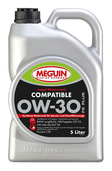 Meguin megol Motorenöl Compatible SAE 0W-30 FE Plus, Kanister Kunststoff, VE: 5 Liter, 33108