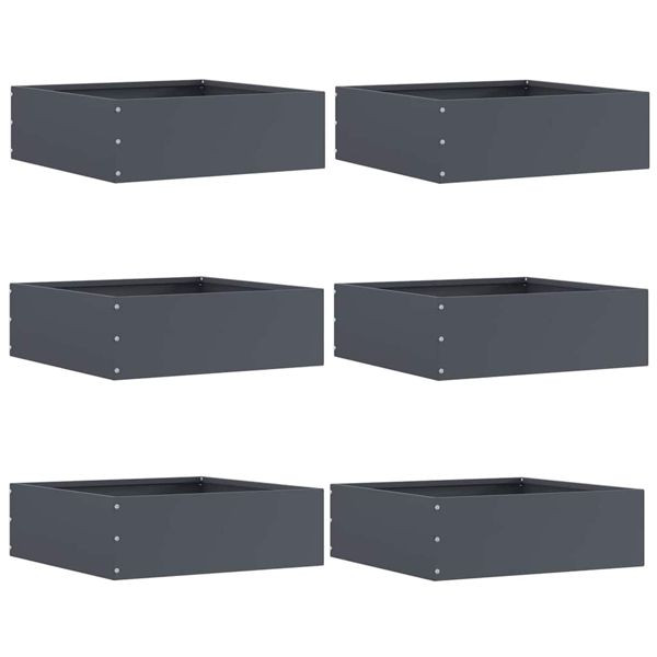 vidaXL Raseneinfassung 6 pcs Anthrazit 40 x 40 x 13 cm Stahl, 874707