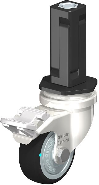 Blickle LRXA-PATH 50KD-FI-FK-EXV03 Edelstahl-Apparate-Lenkrolle mit Expander & Feststeller, Thermoplastisches Polyurethan, Grau, 853334