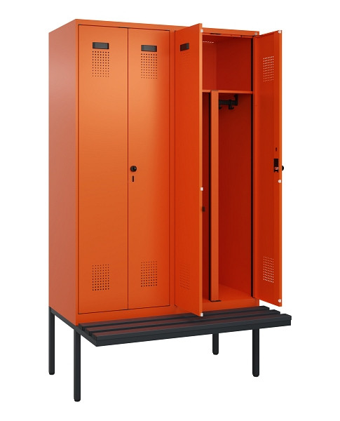 C+P PSA Doppel-Spind Evolo PLUS, Bank, 4 Abteile, 2120x1200x815mm, 2004/2004, Drehriegel, Material Sitzfläche Kunststoff, 0490427-40P S10077