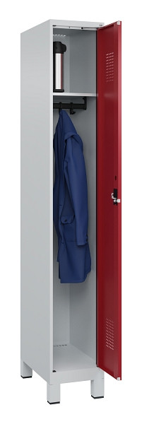 C+P Spind Evolo PLUS, mit Füßen, 1 Abteil, 1950x300x500mm, 7035/3003, Verschluss Zylinderschloss, Ablageböden 1, 049010-10 S10032