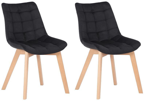 CLP 2er Set Esszimmerstühle Passaic Samt, schwarz, 319644