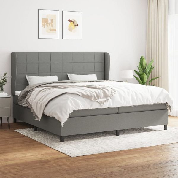 vidaXL Boxspringbett mit Matratze Dunkelgrau 200x200 cm Stoff, 3127990