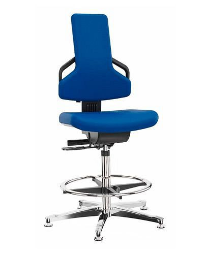 Dauphin Premium Arbeitsstuhl, Bezugsstoff blau, Alu-Fußkreuz, Bodengleiter, Fußring, 266920