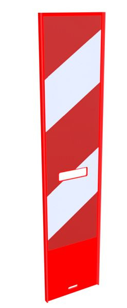 Schake Klemmbake für EURO, Schrankenzäune Typ 2/3, beklebt mit Folie Typ RA1/A, einseitig, linksweisend, Folie: 800x 200 mm, rot / weiß, 36050L