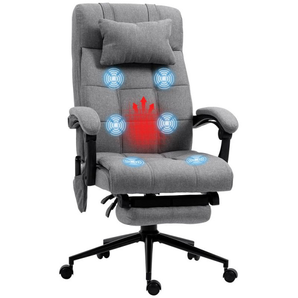 Vinsetto Bürostuhl mit Massagefunktion, ergonomisch, 66x76x112-120cm, Grau, 921-658V90GY