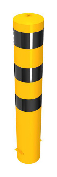 Schake Stahlrohrpoller Ø 193 x 3,6 mm ortsfest, zum Einbetonieren gelb / schwarz, Gesamtlänge: 1200 mm, mit aufgeschweißter Stahlkappe, 40190BG