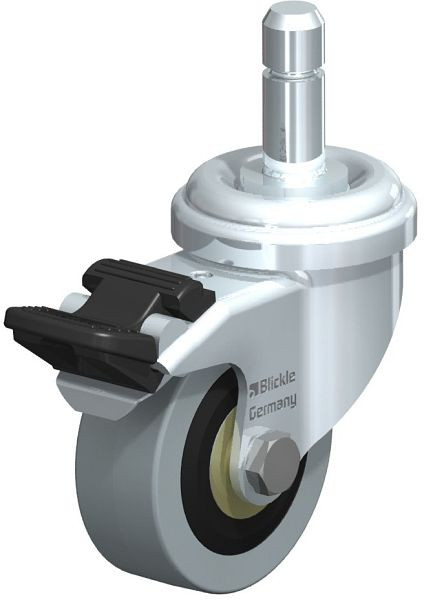 Blickle LRA-VPA 50K-FI-ES Apparate-Lenkrolle mit Einsteckstift & Feststeller, Vollgummi, Grau, 309963