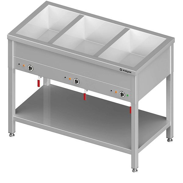 Stalgast Bain-Marie Standgerät mit separaten Becken für 3x GN1/1085x600x850 mm, VBM11603