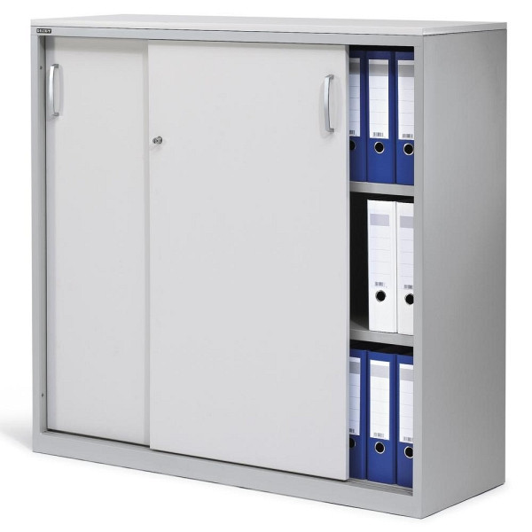 Deskin Schiebetürenschrank CONCEPT LINE, Dekor lichtgrau, Korpus Metall Alusilber, B 1200 x H 1160 x T 420 mm, 270269