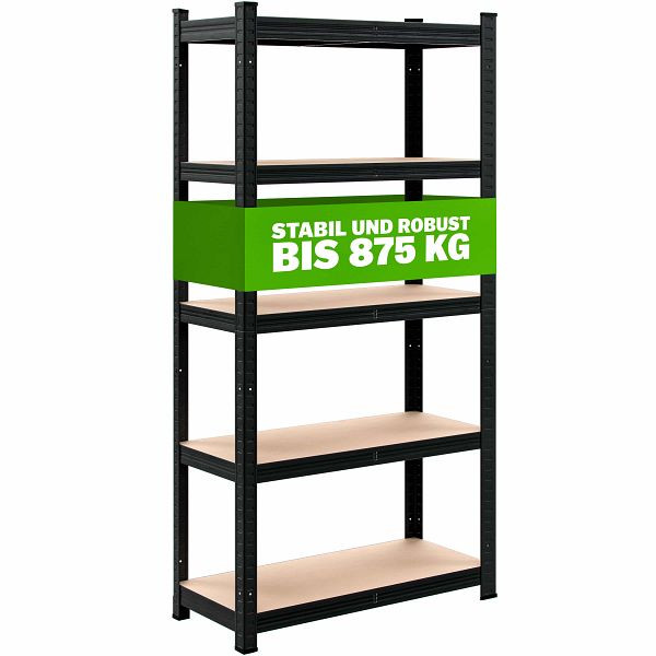 monzana Schwerlastregal Schwarz 180x90x40cm pulverbeschichtet 875kg, 109547