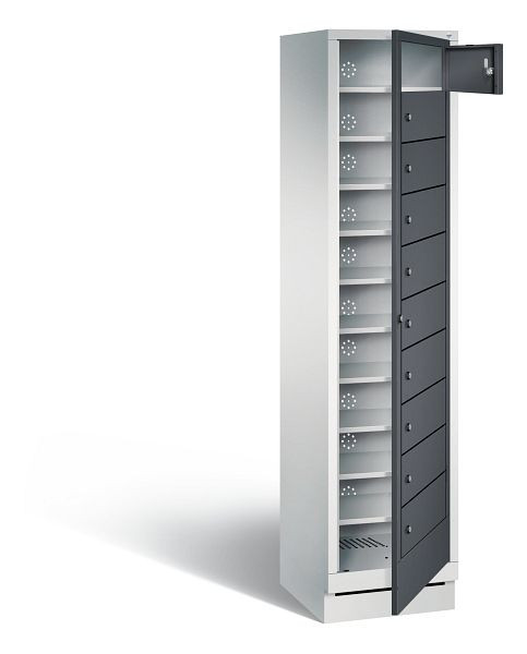 C+P Wäsche-Ausgabeschrank Evolo, H1800xB420xT500mm, Farbe: Lichtgrau / Schwarzgrau, 48160-110 S10018