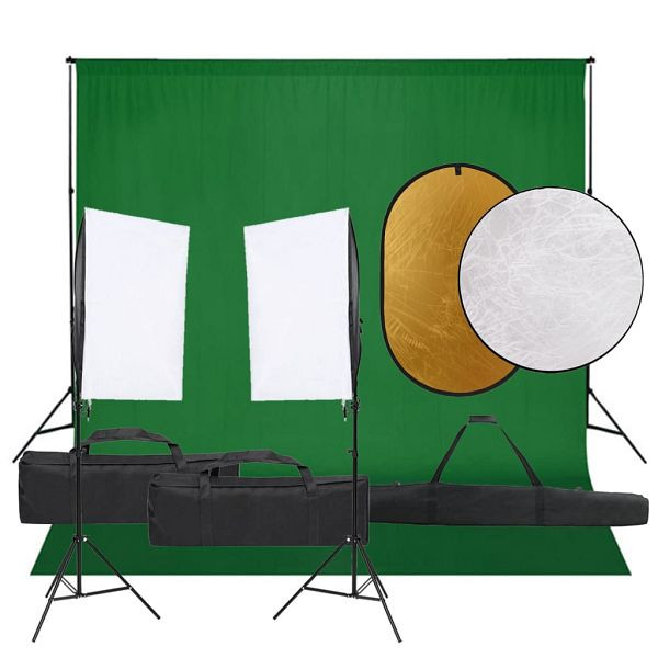 vidaXL Fotostudio-Set mit Beleuchtung, Hintergrund und Reflektor, 3094755