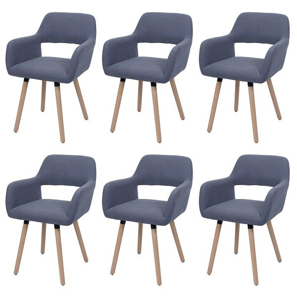 Mendler 6er-Set Esszimmerstuhl HWC-A50 II, Stuhl Küchenstuhl Polsterstuhl, Holz Stoff/Textil Cord (400g/m²) FSC®, dunkelgrau, 6x108880