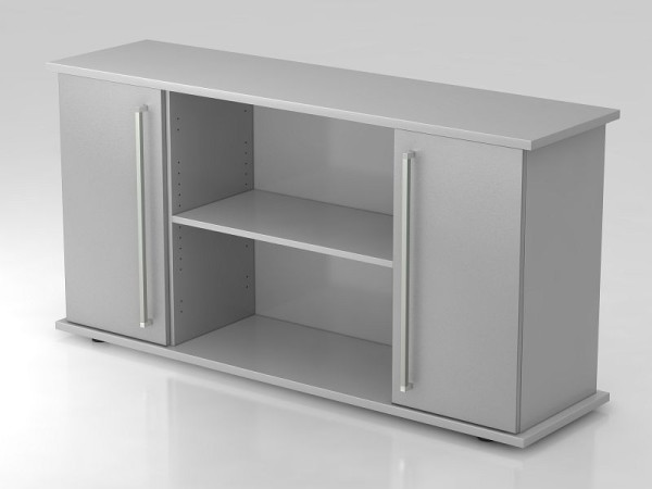 Hammerbacher Sideboard 2 Türen 166cm Chromgriff Grau/Silber, 166,1x44,8x84 cm (BxTxH), VSB2T/5/S/CE