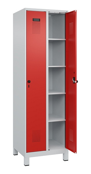 C+P Wäsche-Spind Evolo PLUS, mit Füßen, 2 Abteile, 1950x600x500mm, 7035/3020, Verschluss Drehriegel, Ablageböden 8, 049010-20B S10005
