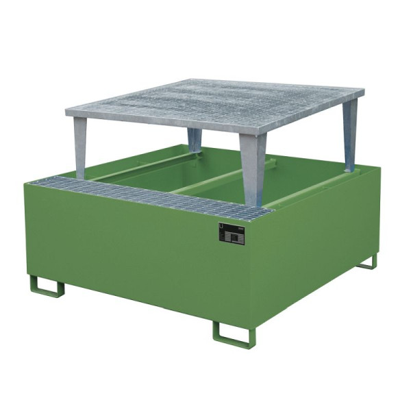 STEIN HGS Auffangwanne AWA, mit Abfüllaufsatz, RAL 6011 resedagrün, Höhe 1090 mm, lackiert, 1 Stück, 1 IBC 1000 Liter, 79190.0004