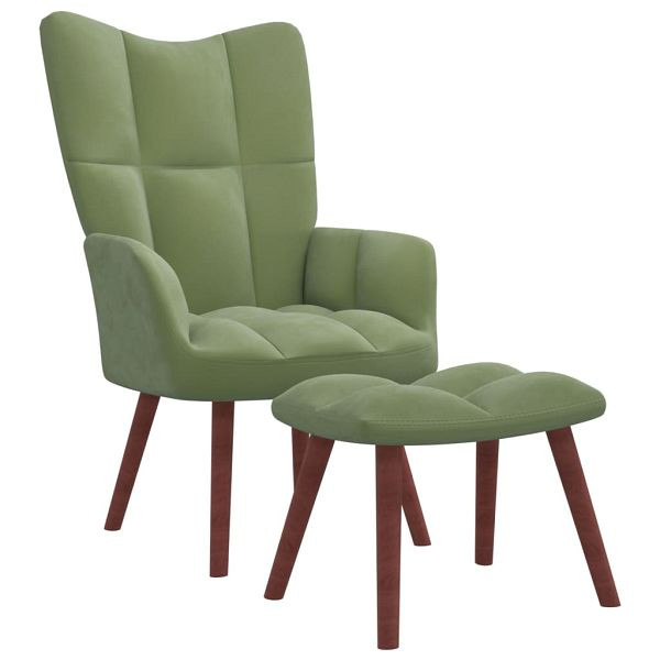 vidaXL Relaxsessel mit Hocker Hellgrün Samt, 328065, 8720286424360