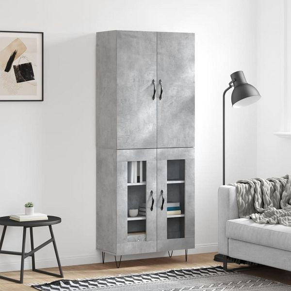 vidaXL Highboard Betongrau 69,5x34x180 cm Holzwerkstoff, 3198069