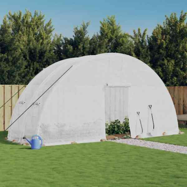 vidaXL Gewächshaus mit Stahlrahmen Weiß 12 m² 6x2x2,85 m, 364091
