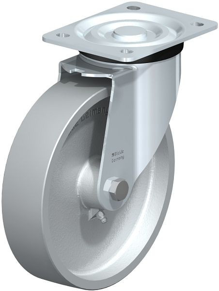 Blickle L-G 200G Stahlblech-Lenkrolle, mittelschwere Ausführung, mit Anschraubplatte, Guss, Grau, 7708