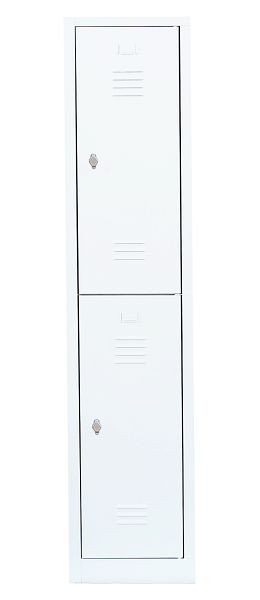 Lüllmann Stahl-Kleiderschrank / Garderobenschrank, 1800 x 415 x 500 mm, Signalweiß/Signalweiß, 523217