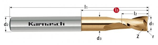 Karnasch VHM - Torusfräser HHC/HSC/HPC d= 0,6/r=0,06/L3= 8,0 mm HXC-Nano³, 306262006000608