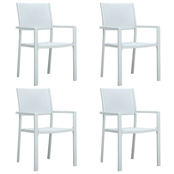 vidaXL Gartenstühle 4 Stück Weiß Kunststoff Rattan-Optik, 47888